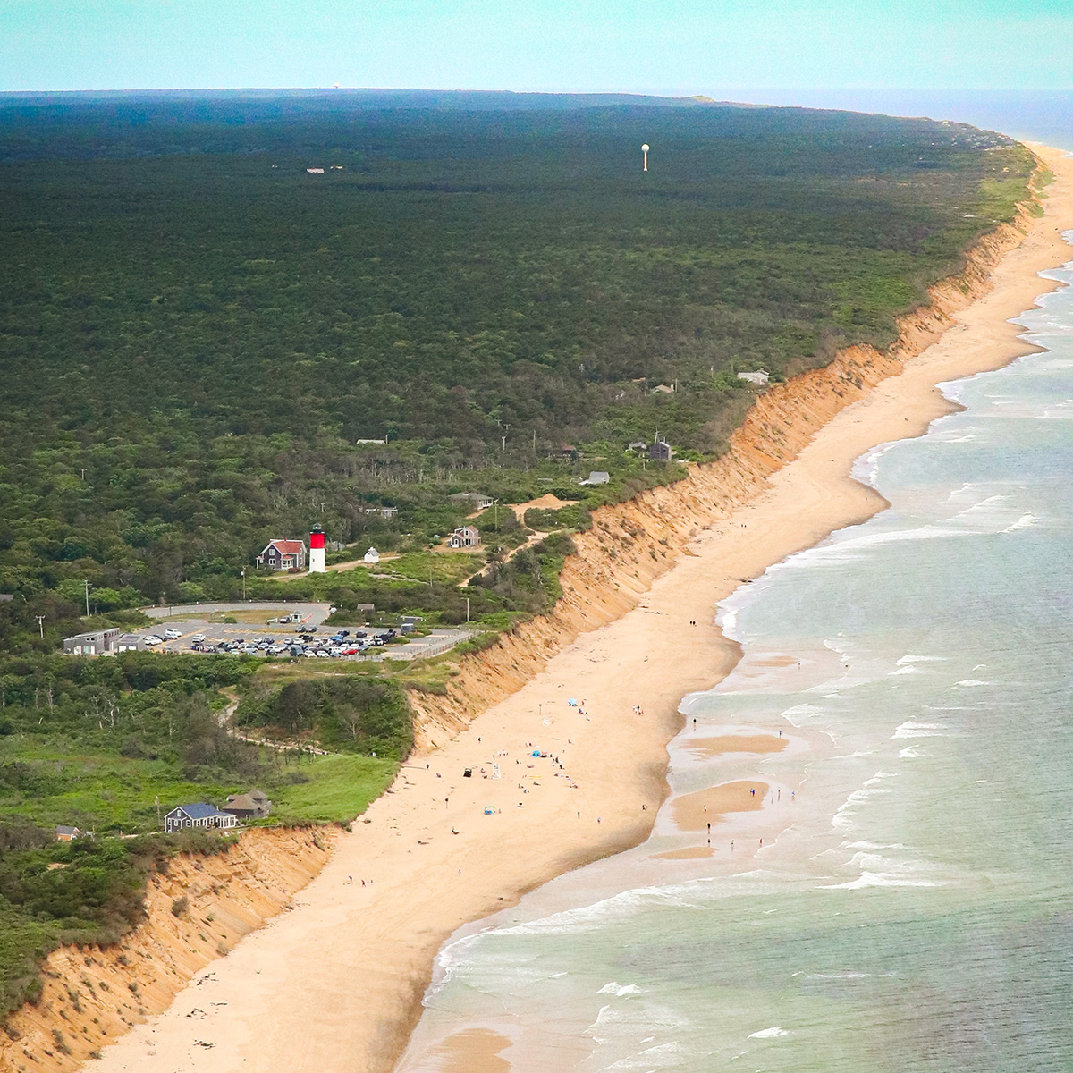 Nausea Beach and Lighthouse on Cape Cod during helicopter tour